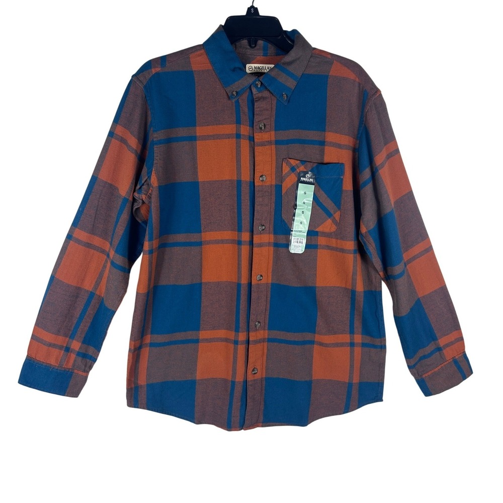 Magellan Outdoors Canyon Creek Flannel Shirt Legion Blue Check‎ Mens Small NWT